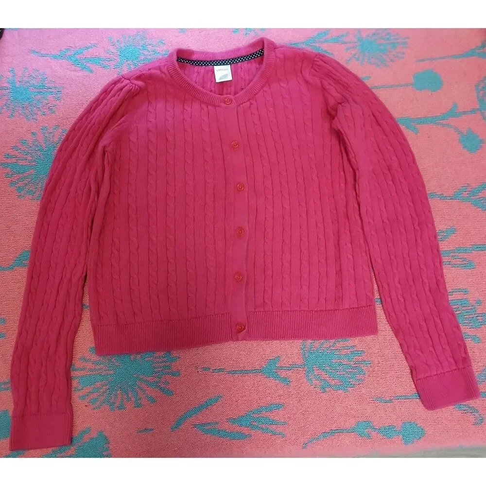 Gymboree girls size 12 pink cable knit sweater cardigan spring summer cotton